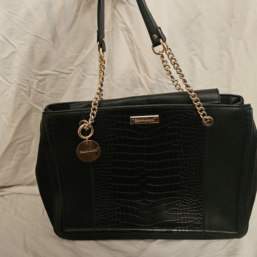 Frank Lyman Design Black Tote with Gold Chain